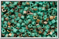 TCS-15-0857fY, TOHO Cubes, 1,5mm, turquoise, op., half capri gold, matte, 5g