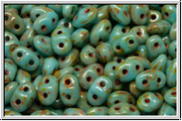 MiniDuo Beads, MATUBO, 2,5x4mm, aqua, op., picasso, 5g