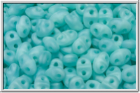 MiniDuo Beads, MATUBO, 2,5x4mm, aqua, silk opal, matte, 5g