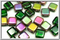 TILE-Beads, 6x6mm, smaragd, trans, half vitex, 25 Stk.