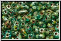 MiniDuo Beads, MATUBO, 2,5x4mm, aqua, trans., picasso, 5g