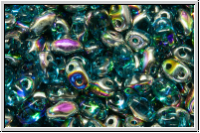 MiniDuo Beads, MATUBO, 2,5x4mm, aqua, trans., half vitrail, 5g