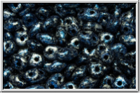 MiniDuo Beads, MATUBO, 2,5x4mm, black, op., blue, tweedy, 5g