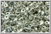 MiniDuo Beads, MATUBO, 2,5x4mm, crystal, trans., full silver, 5g