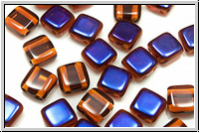 TILE-Beads, 6x6mm, topaz, trans., half azuro, 25 Stk.