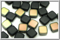 TILE-Beads, 6x6mm, black, op., med. vitrail, matte, 25 Stk.