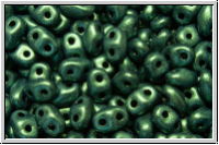 MiniDuo Beads, MATUBO, 2,5x4mm, green, met., suede, 5g