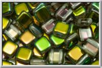 TILE-Beads, 6x6mm, crystal, trans., vitrail, med., 25 Stk.