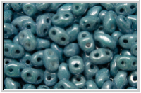 MiniDuo Beads, MATUBO, 2,5x4mm, white, op., blue/grey marbled, 5g