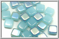 TILE-Beads, 6x6mm, blue, alabaster, AB, 25 Stk.