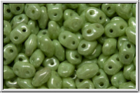 MiniDuo Beads, MATUBO, 2,5x4mm, white, op., lt. green marbled, 5g