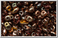 MiniDuo Beads, MATUBO, 2,5x4mm, amethyst, trans., half capri gold, 5g