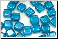 TILE-Beads, 6x6mm, capri blue, trans., 25 Stk.