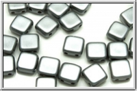 TILE-Beads, 6x6mm, white, alabaster, grey, 25 Stk.