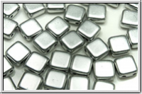 TILE-Beads, 6x6mm, silver, metallic, satin, 25 Stk.