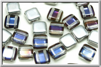 TILE-Beads, 6x6mm, crystal, trans., bermuda blue, 25 Stk.