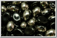 Candy-Beads, oval, PRECIOSA, 6x8mm, black, op., half chrome, 20 Stk.