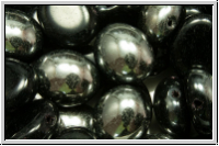 Candy-Beads, oval, PRECIOSA, 10x12mm, black, op., half chrome, 10 Stk.