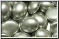 Candy-Beads, oval, PRECIOSA, 10x12mm, silver, met., satin, 10 Stk.