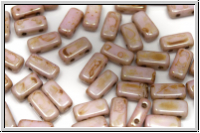 PRISM Beads, 4x8mm, white, alabaster, rose gold luster, 20 Stk.