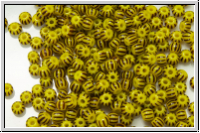 PR-11-83501, PRECIOSA Rocailles, 11/0, yellow, op., 10 black stripes, 20g