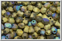 Bhm. Glasschliffperle, PRECIOSA, feuerpol., 4mm, crystal, trans., glittery amber, matte, 50 Stk.