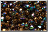 Bhm. Glasschliffperle, PRECIOSA, feuerpol., 4mm, crystal, trans., glittery bronze, 50 Stk.
