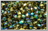 Bhm. Glasschliffperle, PRECIOSA, feuerpol., 4mm, crystal, trans., glittery amber, 50 Stk.