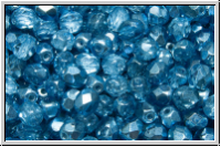 Bhm. Glasschliffperle, PRECIOSA, feuerpol., 4mm, crystal, trans., half labrador solgel blue, 50 Stk.