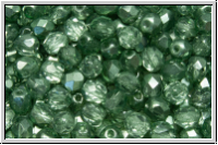 Bhm. Glasschliffperle, PRECIOSA, feuerpol., 4mm, crystal, trans., half labrador solgel green, 50 Stk.