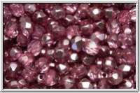 Bhm. Glasschliffperle, PRECIOSA, feuerpol., 4mm, crystal, trans., half labrador solgel pink, 50 Stk.