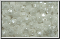 Bhm. Glasschliffperle, PRECIOSA, feuerpol., 4mm, white, alabaster, white iris. sfinx, 50 Stk.