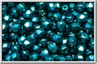 Bhm. Glasschliffperle, PRECIOSA, feuerpol., 4mm, black, op., aqua pearl, 50 Stk.