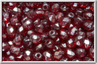 Bhm. Glasschliffperle, feuerpol., 4mm, garnet, lt., trans., luster, 50 Stk.