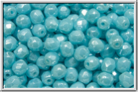 Bhm. Glasschliffperle, feuerpol., 4mm, aqua, lt., op., luster, 50 Stk.