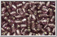 Bhm. Glasschliffperle, feuerpol., 4mm, amethyst, trans., silver-ld., 50 Stk.