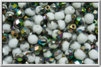 Bhm. Glasschliffperle, feuerpol., 4mm, white, op., half vitrail med., 50 Stk.