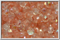 Bhm. Glasschliffperle, feuerpol., 4mm, rosaline/crystal, trans., moonlight, AB, 50 Stk.