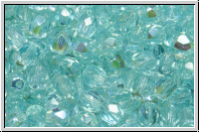 Bhm. Glasschliffperle, feuerpol., 4mm, aqua, lt., trans., AB, 50 Stk.