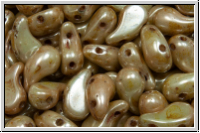 ZoliDuo-Beads, 5x8mm, right, white, alabaster, green glaze, 25 Stk.