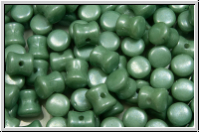 Diabolo-Beads, 5x5mm, white, op., green marbled, 25 Stk.