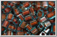 SB-03-3428, MIYUKI Squares, 3mm, aqua, trans., brown-ld., 10g