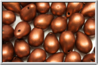 Drop Beads, 6x9mm, copper, dk., met., satin, 20 Stk.
