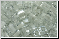 SB-04-1104, MIYUKI Squares, 4mm, crystal, trans., white-ld., 15g