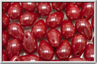 Drop Beads, 6x9mm, red, dk., op., luster, 20 Stk.