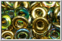Glasring, 10x3,2mm, crystal, trans., golden AB, 10 Stk.