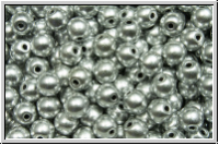 bhm. Glasperle, rund, 4mm, silver, met., satin, 50 Stk.