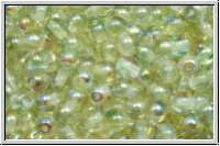 bhm. Glasperle, rund, 4mm, crystal, trans., green AB, 50 Stk.