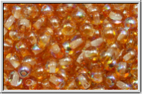 bhm. Glasperle, rund, 4mm, crystal, trans., orange AB, 50 Stk.