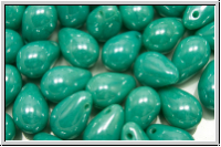 Drop Beads, 6x9mm, green turquoise, op., luster, 20 Stk.